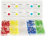 DiCUNO 450pcs 5mm Light Emitting Diodes LED Lamp Assorted Diffused Kit Box 5 Colors Red/Yellow/White/Blue/Green Kit Box (5 Colors x 90pcs)