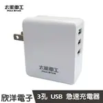 ※ 欣洋電子 ※ 太星電工 4.8A 超大輸出 旅行必備 3孔 USB 急速充電器 (AE329)