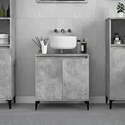 Engineered Wood Sink Cabinet in Concrete Grey 58x33x60 cm, Moisture-Resistant with Ample Storage and Sturdy Wooden Feet for Bathroom