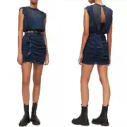 All Saints Hali Tamora Snakeskin Print Blue Mini Dress