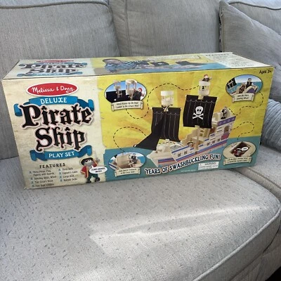 Toy~Melissa & Doug Deluxe Wooden Pirate Ship Play Set New