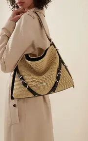 [Givenchy] Medium Voyou Woven Raffia Hobo Bag