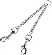 Two Dog Leash Coupler Chain with Swivel Snap Hook for Pet Leash, Metal Dog Chain, Iron Chain, one to Two Double Ended Leash, Two in one (Silvery, 4.0MM *70CM)