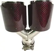 Car Modification Universal Dual Sandy Automobile Exhaust Pipe Muffler Tip Red Carbon Fiber Series Car Exhaust Tip Muffler(63MM IN -89MM OUT)