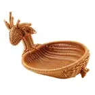 Rattan Woven Fruit Basket, Imitation Deer Bread Basket Fruit Bowls Tray1940