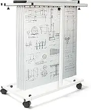 Gelacie Mobile Blueprint Holder Rack Adjustable Height & Depth Portable Blueprint Storage Organizer Stand Vertical File Plans Maps Posters and Drawings Display Rack for Home Office and Workplace White