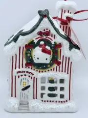 ❄️Hello Kitty Blue Sky Candy Cane Christmas House Tea Light Holder❄️