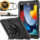 iPad 9th 8th 7th Gen 10.2" Case Shockproof w/ Screen Protector Stand Strap Black