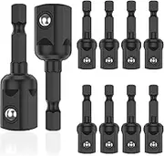 10/20Pcs 1/2 inch Impact Grade Socket Adapter Set, High Hardness Wear Resistant Square Socket Adapter Set 1/4 Inch Hex Shank for Automotive DIY Extension Socket Driver Bits (10 Pcs)