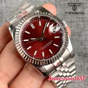 Tandorio 36MM Red Sterile Dial Luminous Men's Watch NH35A Movement Jubliee Strap