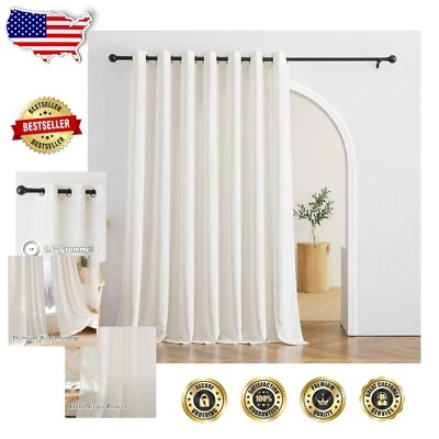 Versatile Linen Semi-Sheer Grommet Curtains for Living Room and Bedroom - 1 Pc