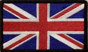 United Kingdom Flag Patch With Hook & Loop Fastener Emblem BLACK Border