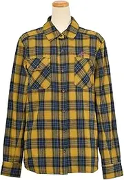 RossoStyleLab ROJ-994 Motorcycle Protective Flannel Shirt, Mustard, L+