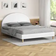 ALFORDSON Bed Frame Double Size Mattress Base Platform Leather White CALLA
