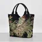 Square Shape Retro Canvas Handbag Canvas Shopping Bag Messenger Bag