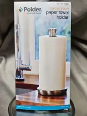 Polder Fleur Single-Tear Standing Paper Towel Holder with Heavyweight Base,