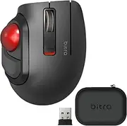 ELECOM Bitra Small Travel Trackball Mouse with Case, 2.4Ghz USB Wireless, Thumb Control, Silent Mouse Click, Ergonomic Design, 5 Programmable Buttons