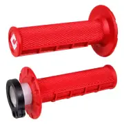 Odi V2 Half Waffle MX Lock-On Grips Red For KTM 520 EXC 4 Stroke 2000-2002