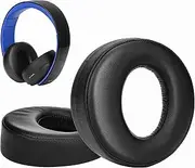 [SOULWIT] Ear Pads Cushions for Sony Gold Wireless PlayStation PS4 Headset, Replacement Earpads for 2014 Version, Headphone Model CECHYA-0083 (Black)