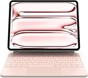 CHESONA for iPad Pro 13 inch Case 2024 with Keyboard, Easy-Set Floating Cantilever Stand, Smart Trackpad, 7 Color Backlit with Battery Digital Display, Keyboard Case for iPad Pro 13 (M4), Pink