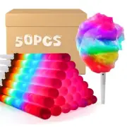 50 Pcs LED Cotton Candy Cones - Glowing Cotton Candy Sticks for Parties - Reu...