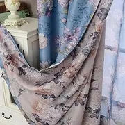 SUOUO Double Sided Patterned Vintage Floral Blackout Curtains for Bedroom 96 Inches Long 2 Panels Room Darkening Navy Blue Window Drapes for Living Room
