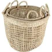 Basko Sea Grass Basket Open Weave Set of 3