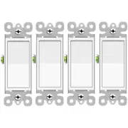 3-Way Decorator Paddle Rocker Light Switch Self Grounding Push-in Wiring 4Pack