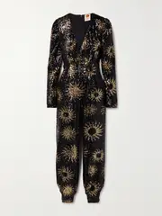 [Farm Rio] Farm Rio - Sunny Mood Sequined Tulle Jumpsuit - Black - xx small xx small Black
