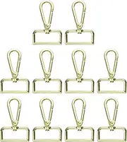 uxcell 10pcs Metal D Ring Lobster Claw Clasps 1.26" (32mm) Zinc Alloy 360 Degree Swivel Trigger Push Gate Snap Hooks for Keychains Jewelry Strap DIY Crafts, Bright Gold