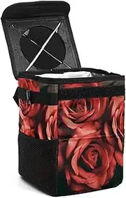 Car Trash Can with Lid,Bag Hanging Storage Pockets Leak-Proof,Portable Garbage Bin,Rose
