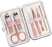 7Pcs Nail Clipper Set, Portable Travel Manicure Set, Stainless Steel & Carbon Steel Mini Manicure Kit, Exquisite Rose Gold Manicure Kit for Women and Men Manicure Kit For Women