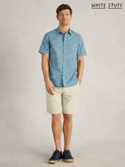 White Stuff Blue Ramen Bowl Short Sleeve Printed Shirt (F97404) | $104