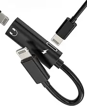 Dual Lightning Headphone Dongle (2in1) Double Jack Aux Charging Adapter for iPhone 14 13 12 Pro Max for Apple for iPad Cable Audio Connector Earphone Splitter Converter Music Charger Headset Adaptor