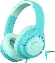 Kids Headphones with Cord, 85dBA Safe Volume Wired Headphones for Kids, Stereo Sound Foldable Adjustable, 3.5mm Jack, Over Ear Kids Headphones for School/Boys/Girls/iPad/Tablet/Travel (Green)