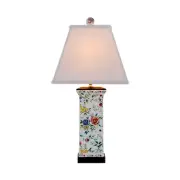 Beautiful Chinese Floral Motif Porcelain Square Vase Table Lamp 25”