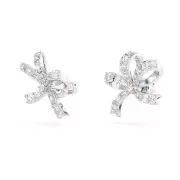 Swarovski Zirconia, Volta Stud Earrings, Bow, Small, White, Rhodium 5647579