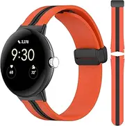 [Miimall] Compatible with Google Pixel Watch Strap with Magnet, Silicone Replacement Strap with Strong Magnetic Closure, Two-Tone Bracelets for Google Pixel Watch 2022