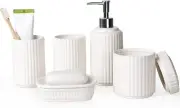 Bathroom Accessories Set 5 Pcs - Soap Dispensers, Soap Dish, Qtip Holder Jar & 2