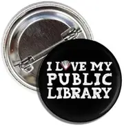 [Generic] I Love (Heart) My Public Library Collectible 1.5" Pinback Button, Metal, metal