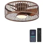 Ceiling Fan with Light Remote Control - 20 Inch Farmhouse Low Profile Caged C...