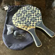 Coach Brand Beach Paddle Ball Set/ Ping Pong F63426 Navy Blue, New With Tags/NWT