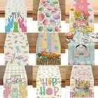Egg Happy Easter Table Runner Linen Bunny Placemat Easter Tablecloth Dining