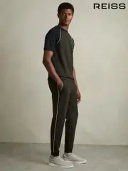 Reiss Forest Green Epping Interlock Piped Drawstring Joggers (AB2079) | $225