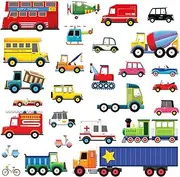DECOWALL BA-1605 27 Transports Kids Wall Stickers Wall Decals Peel and Stick Removable Wall Stickers for Kids Nursery Bedroom Living Room