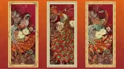 23" Fabric Panel - QT Quilting Treasures Manor House Peacock Blocks Orange