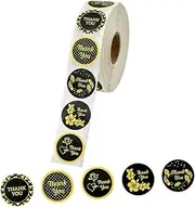 GANAZONO 1Roll Decorative Thank You Sticker Self Adhesive DIY Graduation Stickers for Present Wrapping Packing Labels Black