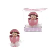 Mega Favors - Baby Girl inside Egg Shell Poly Resin - Pink, 12PCS