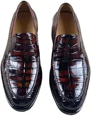 [Generic] Authentic Crocodile Belly Skin Handmade Men Party Dress Shoes Genuine Alligator Leather Full Cowskin Outsole Male Slip-on Shoes