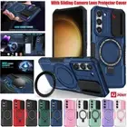 For Samsung S24 FE S23 S22 S21 S20 Ultra Plus Magsafe Ring Stand Case Lens Cover